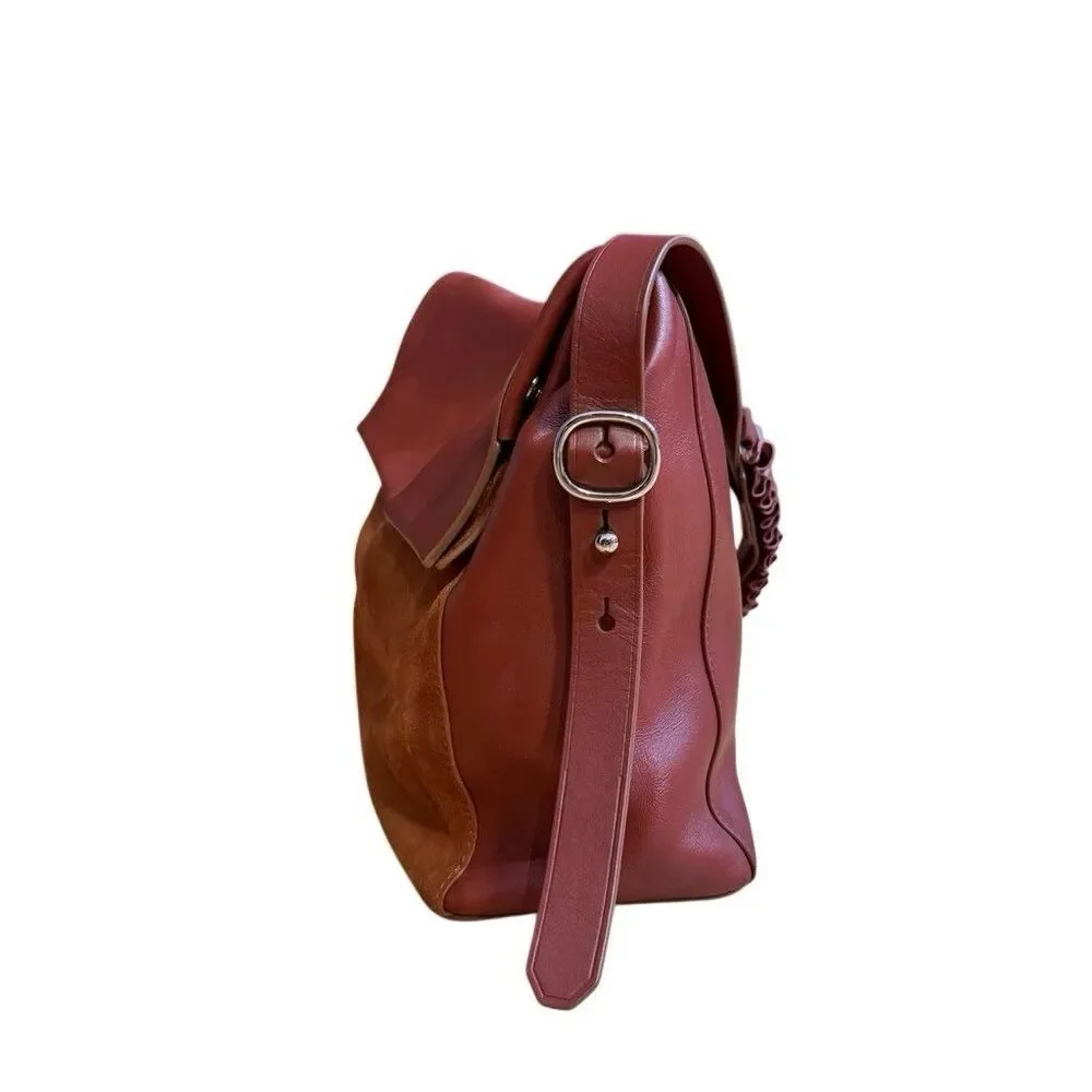 ALLSAINTS Maya Leather Shoulder Bal Calfskin In Rust Color